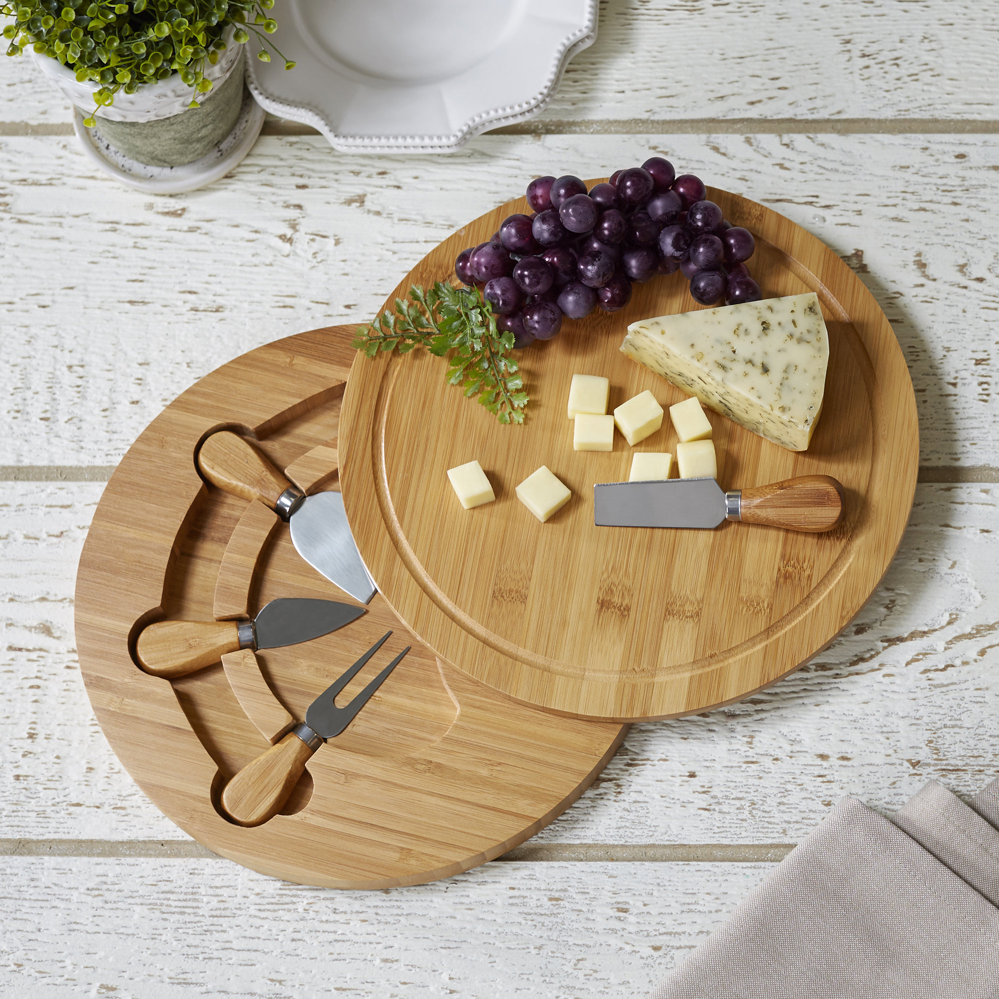 Birch Lane™ 5Piece Swiveling Cheese Board & Knife Set & Reviews Wayfair